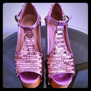Jeffrey Campbell   pink sequined  heels